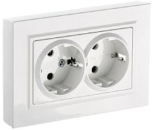 Розетка с заземлением IEK Brite РС12-3-БрБ 1-м. 2 мод. белый картинка